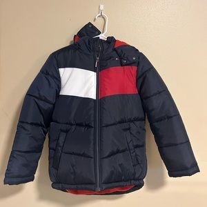 Boys Size Medium (10/12) Tommy Hilfiger Winter Puffer Jacket Red/Blue NWT